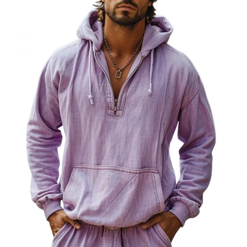 Men's Vintage Cotton and Linen Zipper Hoodie 88021482Y sold by Manly