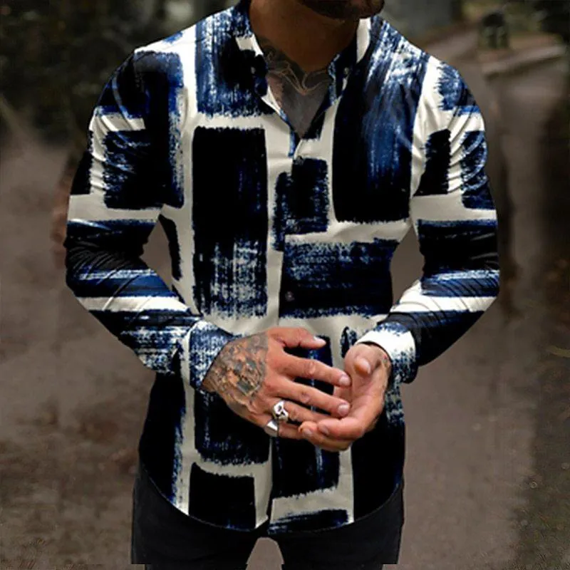 Men's Retro Casual Geometric Stand Collar Shirt 30970412TO sold by Manly product image thumbnail 2