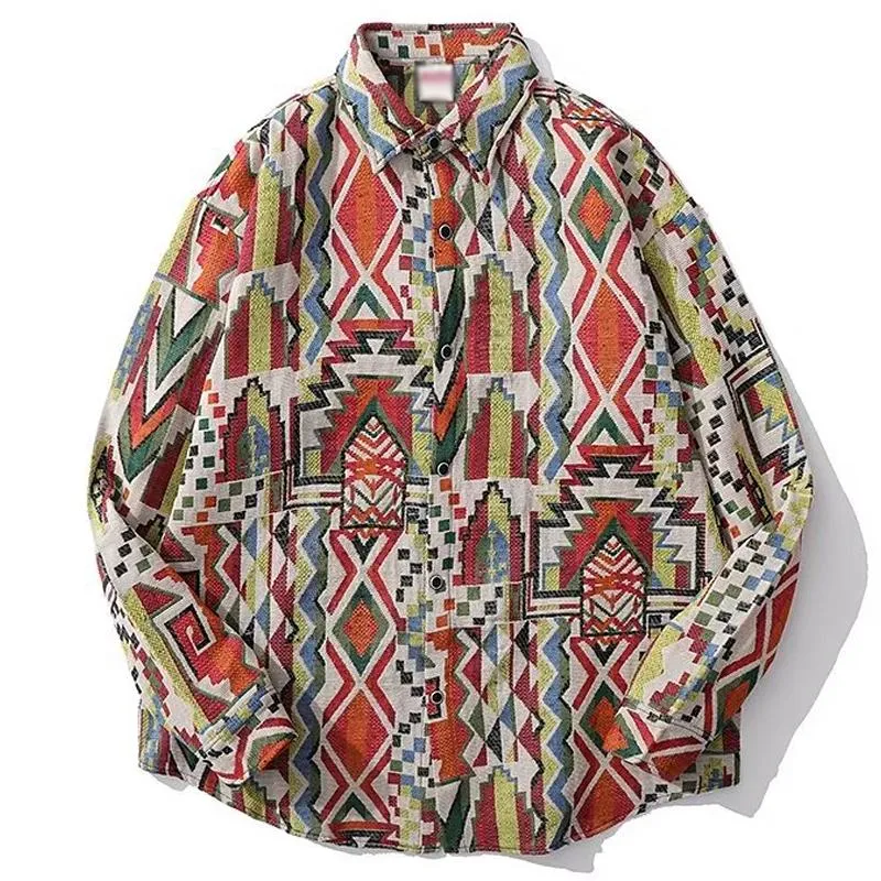 Men's Vintage Loose Ethnic Style Lapel Overshirt 44558268Y sold by Manly