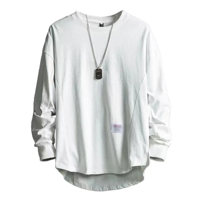 Men's Casual Solid Color Round Neck Long Sleeve Loose T-Shirt 03403816M sold by Manly