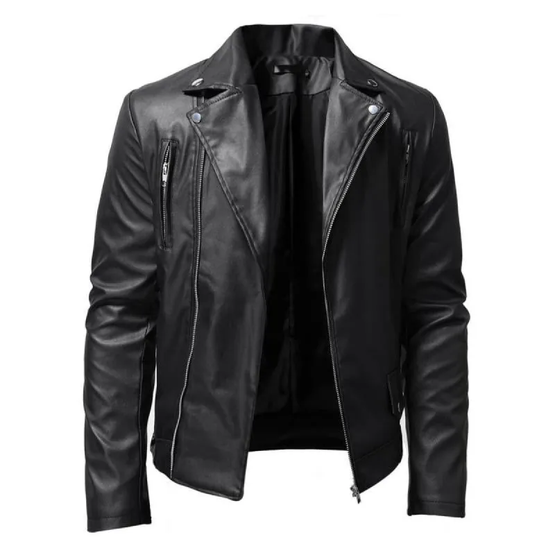 Men's Motorcycle Washed Leather Jacket with Stand Collar 59386233X sold by Manly