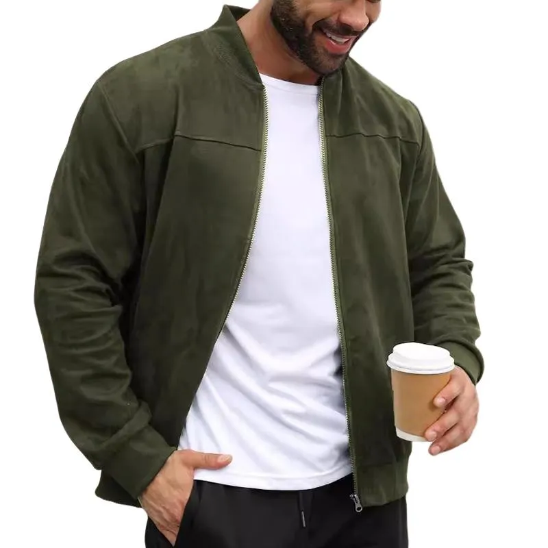Men's Vintage Casual Suede Baseball Collar Jacket 95667207X sold by Manly
