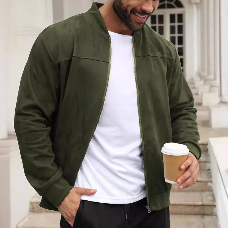 Men's Vintage Casual Suede Baseball Collar Jacket 95667207X sold by Manly product image thumbnail 5