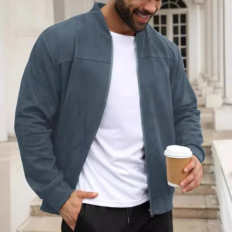 Men's Vintage Casual Suede Baseball Collar Jacket 95667207X sold by Manly product image thumbnail 4