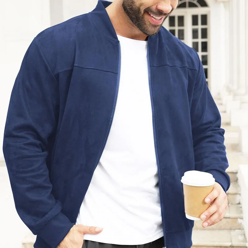 Men's Vintage Casual Suede Baseball Collar Jacket 95667207X sold by Manly product image thumbnail 3