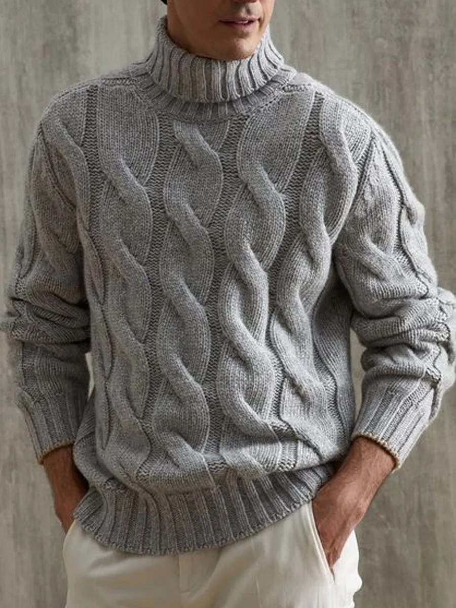 Gray Versatile Turtleneck Cable Knitted Pullover Sweater 87917986D sold by Manly product image thumbnail 2