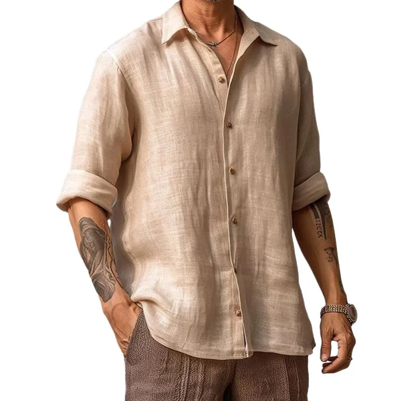 Men's Vintage Cotton and Linen Long Sleeve Shirt 94217561Y sold by Manly