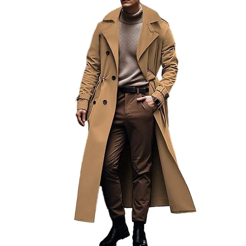 Men's Lapel Double Breasted Long Trench Coat 77040230X sold by Manly