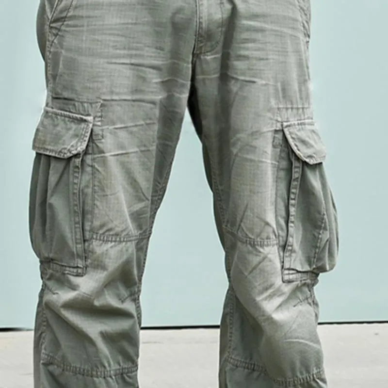 Men's Retro Casual Multi-Pocket Workwear Straight Pants 32963935TO sold by Manly product image thumbnail 3