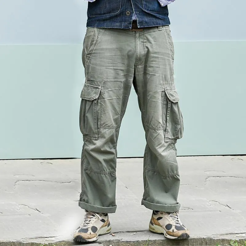 Men's Retro Casual Multi-Pocket Workwear Straight Pants 32963935TO sold by Manly product image thumbnail 2