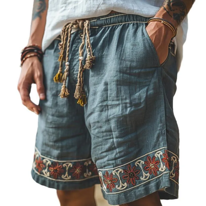 Men's Ethnic Graphic Lace-up Elastic Waist Casual Shorts 07761350Z sold by Manly