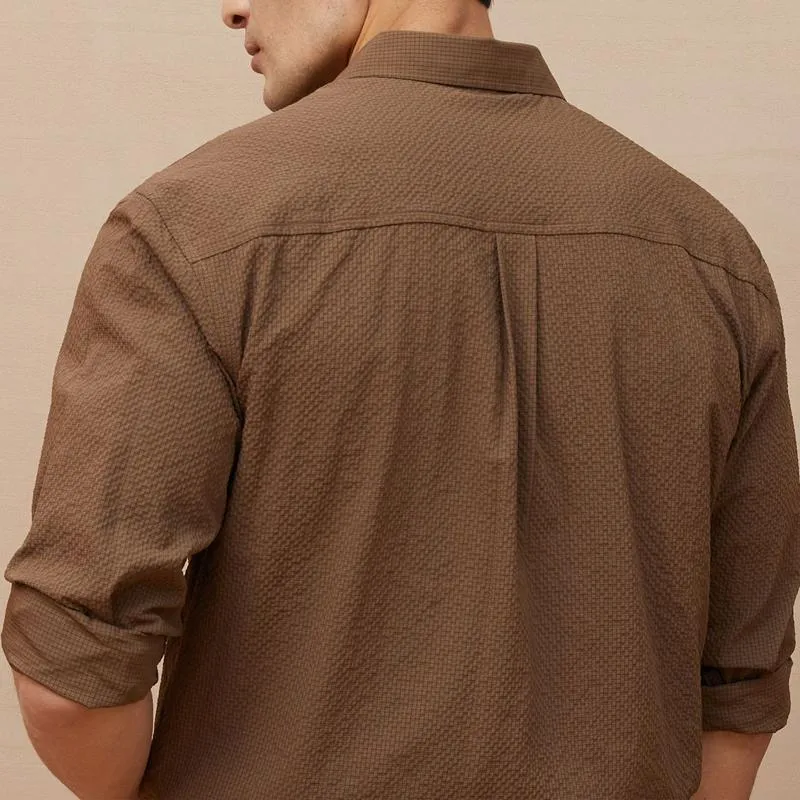 Men's Solid Plaid Lapel Long Sleeve Casual Shirt 93033956Z sold by Manly product image thumbnail 4