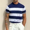Men's Casual Vintage Navy Striped Crew Neck T-Shirt 25045314TO sold by Manly