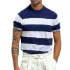 Men's Casual Vintage Navy Striped Crew Neck T-Shirt 25045314TO sold by Manly