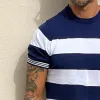 Men's Casual Vintage Navy Striped Crew Neck T-Shirt 25045314TO sold by Manly