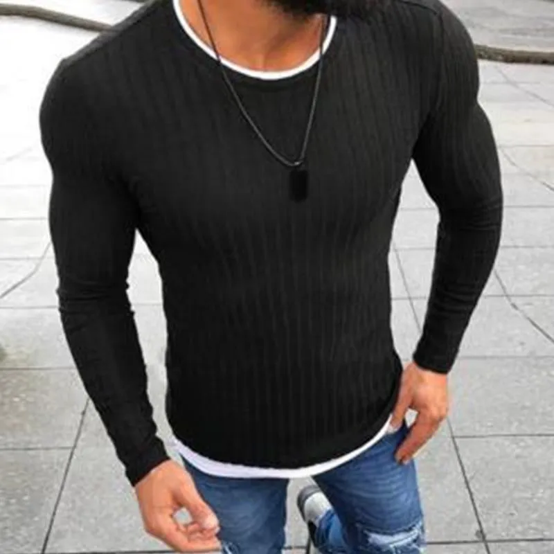 Men's Casual Round Neck Stitching Long Sleeve T-Shirt 19255758M sold by Manly product image thumbnail 4