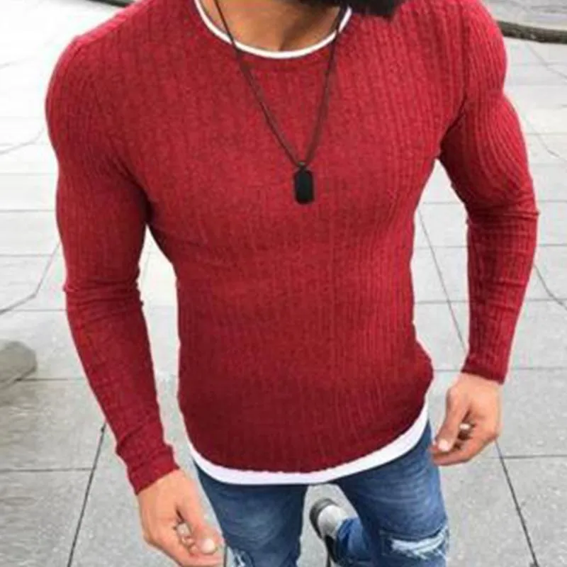 Men's Casual Round Neck Stitching Long Sleeve T-Shirt 19255758M sold by Manly product image thumbnail 3