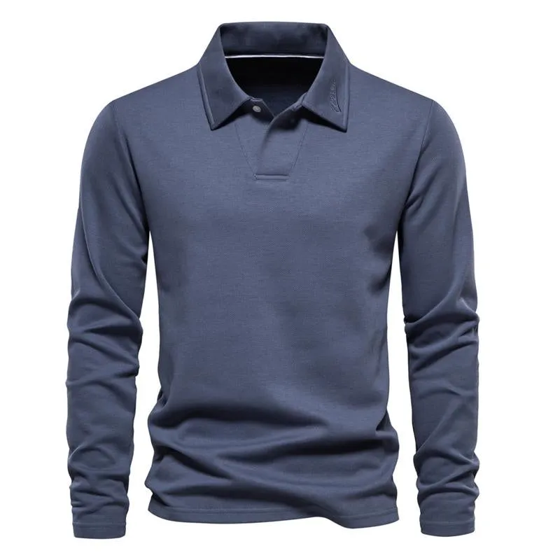 Men's Casual Solid Color Lapel Long Sleeve Polo Shirt 35348056X sold by Manly product image thumbnail 2