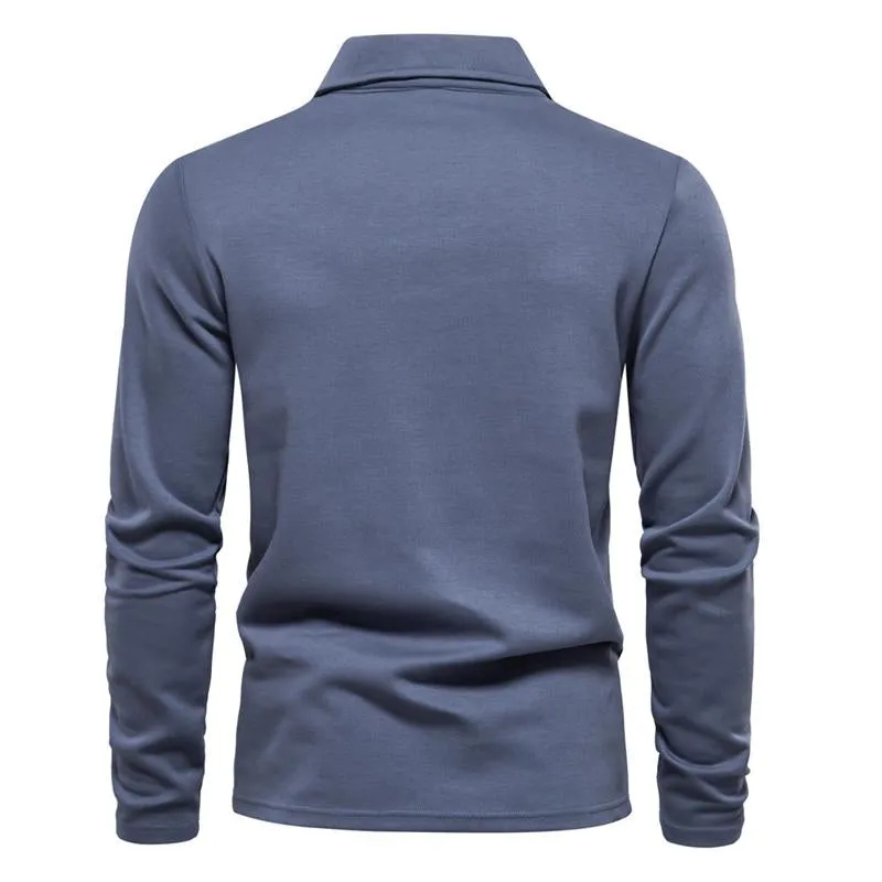 Men's Casual Solid Color Lapel Long Sleeve Polo Shirt 35348056X sold by Manly product image thumbnail 5