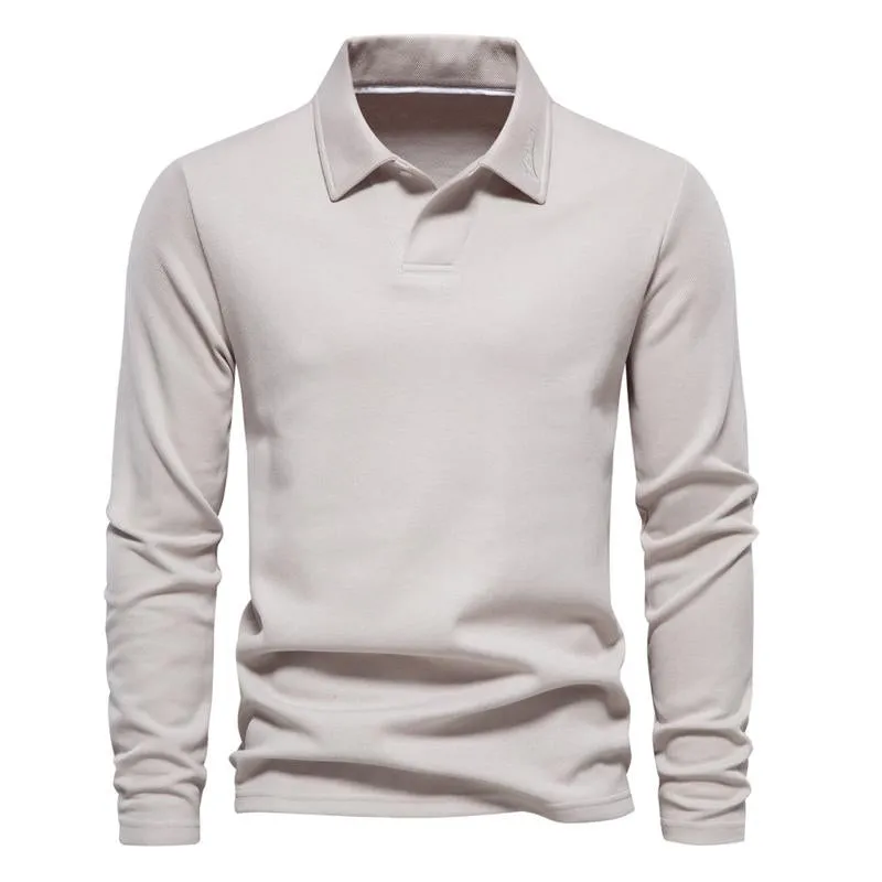 Men's Casual Solid Color Lapel Long Sleeve Polo Shirt 35348056X sold by Manly product image thumbnail 3