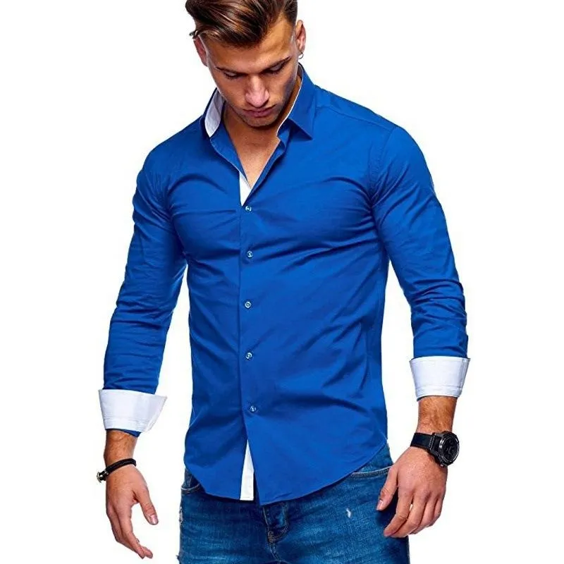 Men's Lapel Solid Color Loose Button Long Sleeve Shirt 79701214X sold by Manly product image thumbnail 2