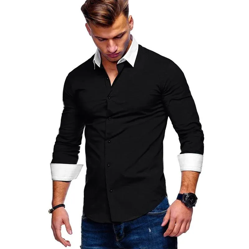 Men's Lapel Solid Color Loose Button Long Sleeve Shirt 79701214X sold by Manly product image thumbnail 5