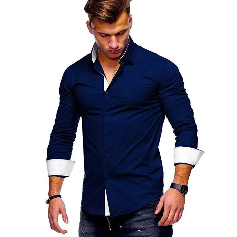 Men's Lapel Solid Color Loose Button Long Sleeve Shirt 79701214X sold by Manly product image thumbnail 4