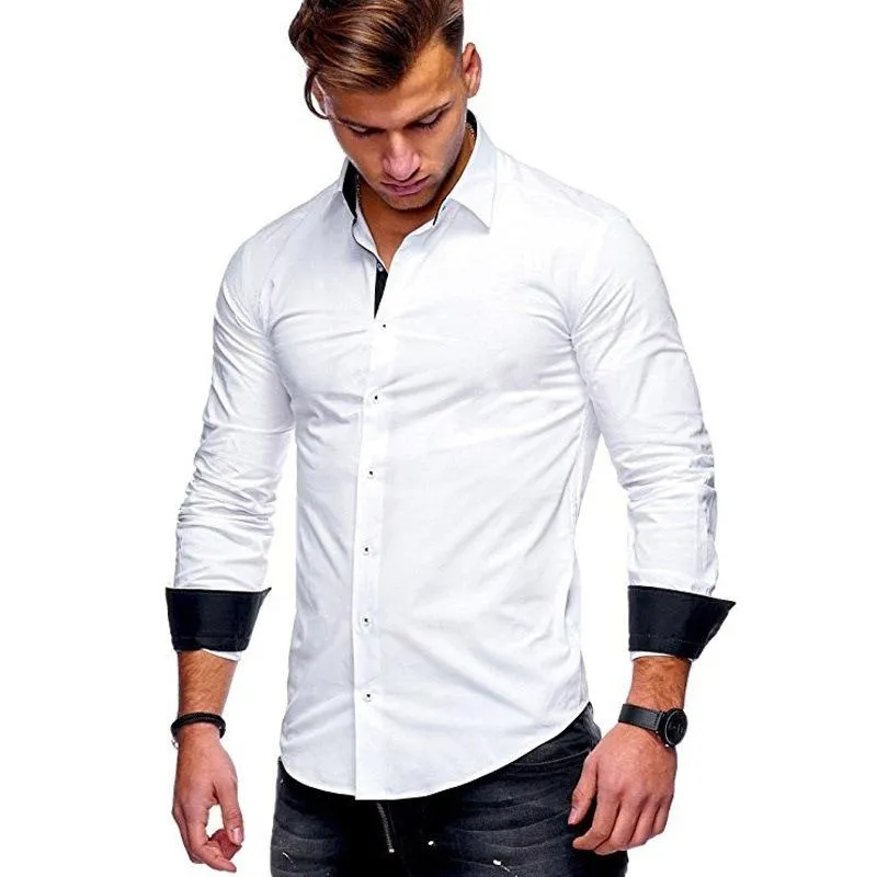 Men's Lapel Solid Color Loose Button Long Sleeve Shirt 79701214X sold by Manly product image thumbnail 3