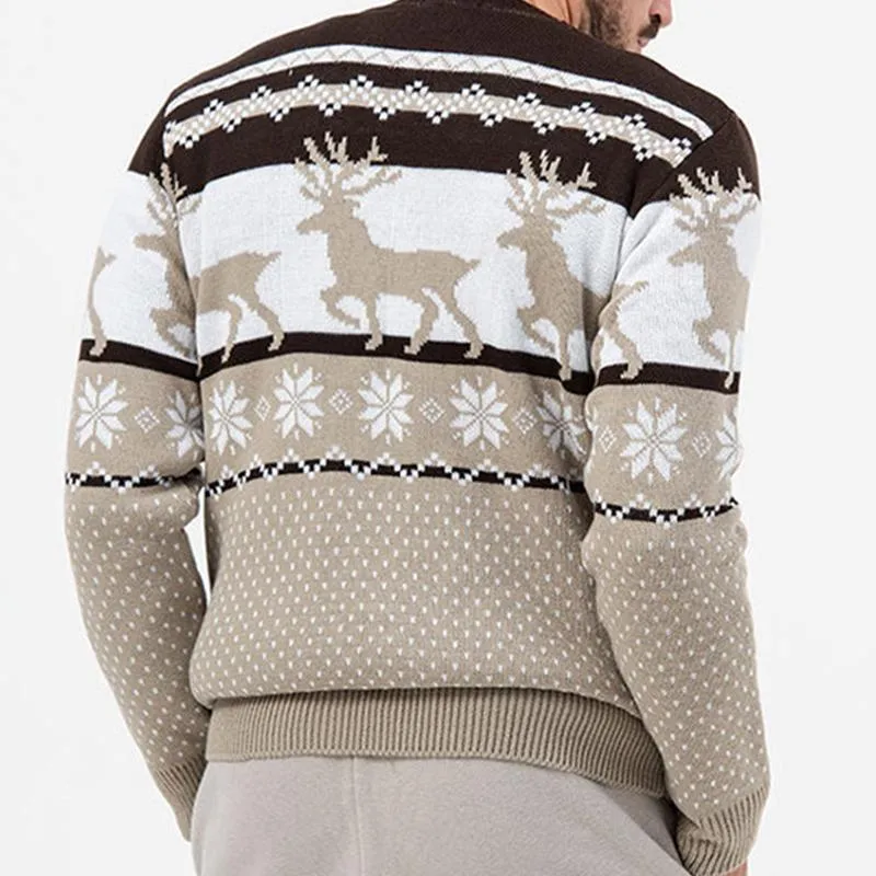 Men's Casual Crew Neck Christmas Reindeer Snowflake Knitted Pullover Sweater 77218122M sold by Manly product image thumbnail 3
