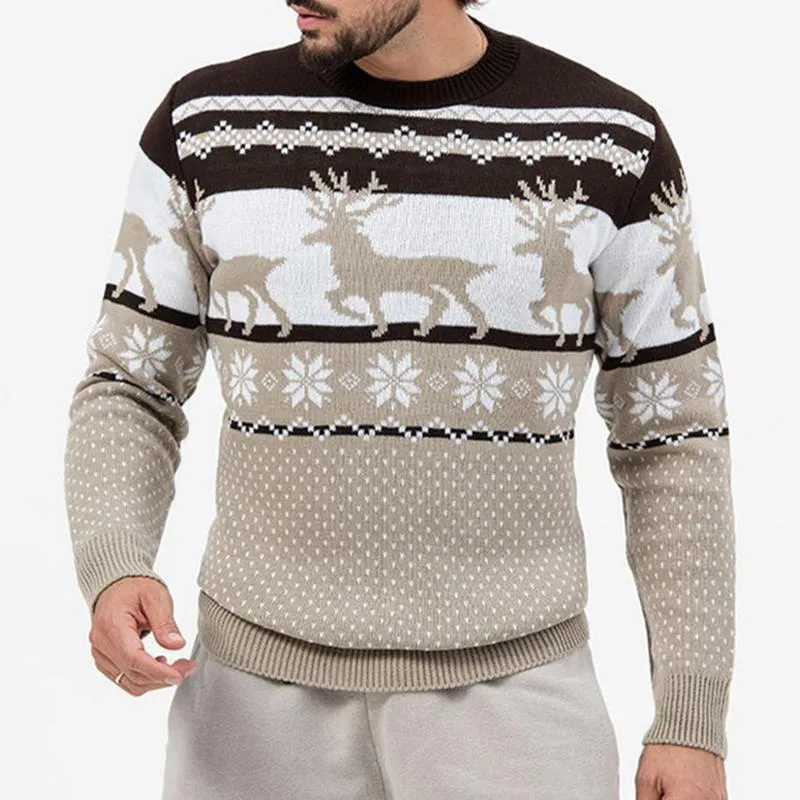 Men's Casual Crew Neck Christmas Reindeer Snowflake Knitted Pullover Sweater 77218122M sold by Manly product image thumbnail 2