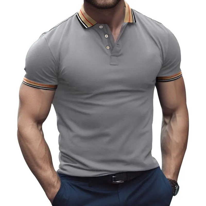 Men's Solid Colorblock Trim Short Sleeve Polo Shirt 35448680Z sold by Manly product image thumbnail 3