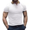 Men's Solid Colorblock Trim Short Sleeve Polo Shirt 35448680Z sold by Manly