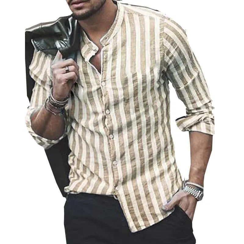 Men's Long Sleeve Stand Collar Striped Shirt 44744301X sold by Manly product image thumbnail 2