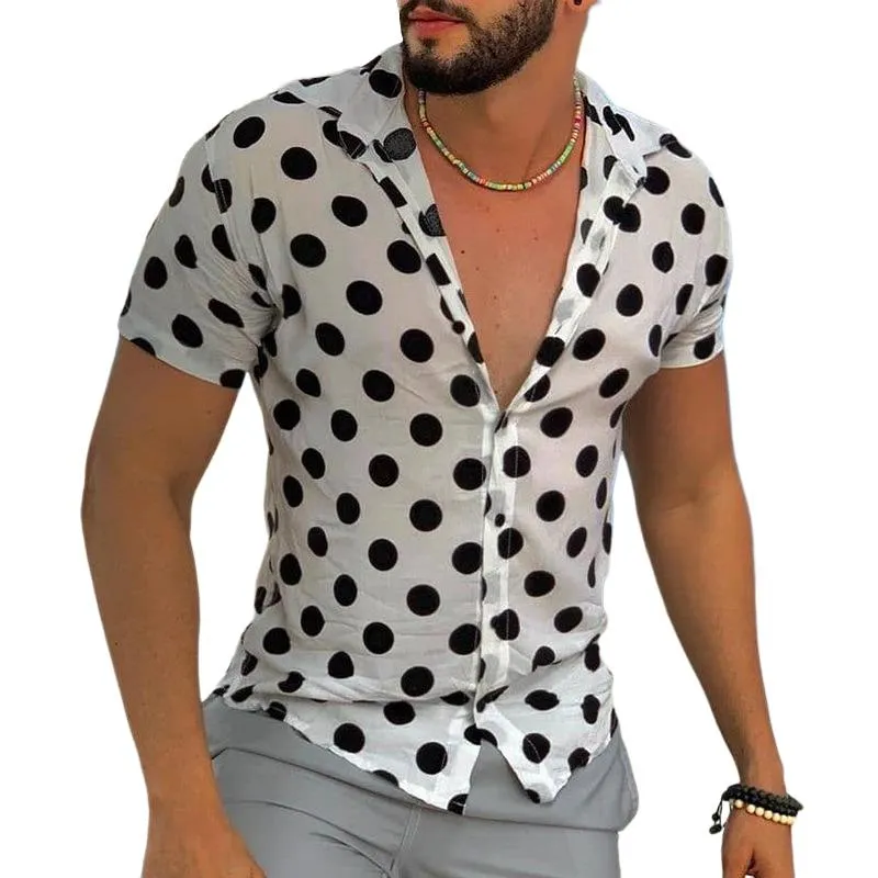 Men's Casual Polka Dot Print Short Sleeve Shirt 13196556TO sold by Manly