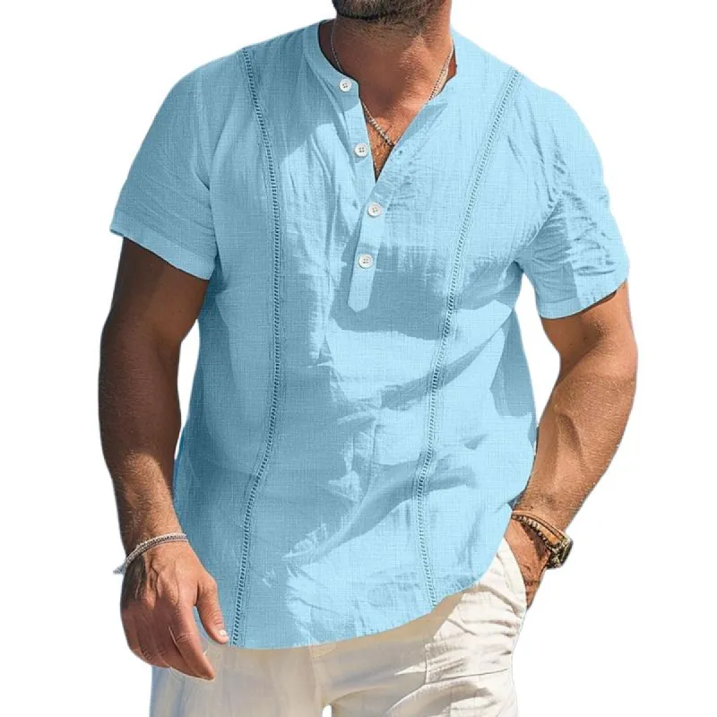 Men's Vintage Linen Button Down Short Sleeve Shirt 23823390Y sold by Manly