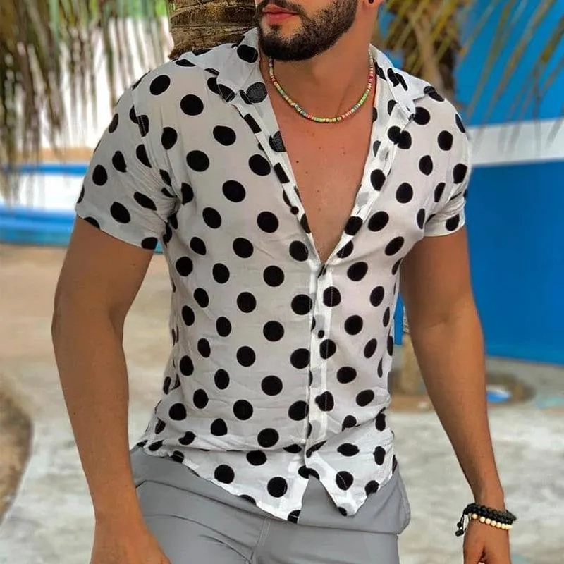 Men's Casual Polka Dot Print Short Sleeve Shirt 13196556TO sold by Manly product image thumbnail 2