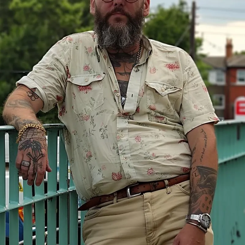 Men's Vintage Printed Short Sleeve Shirt 33393069X sold by Manly product image thumbnail 2