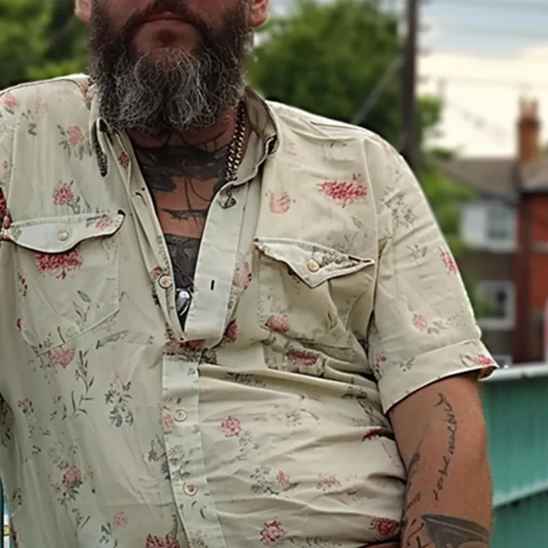 Men's Vintage Printed Short Sleeve Shirt 33393069X sold by Manly product image thumbnail 3