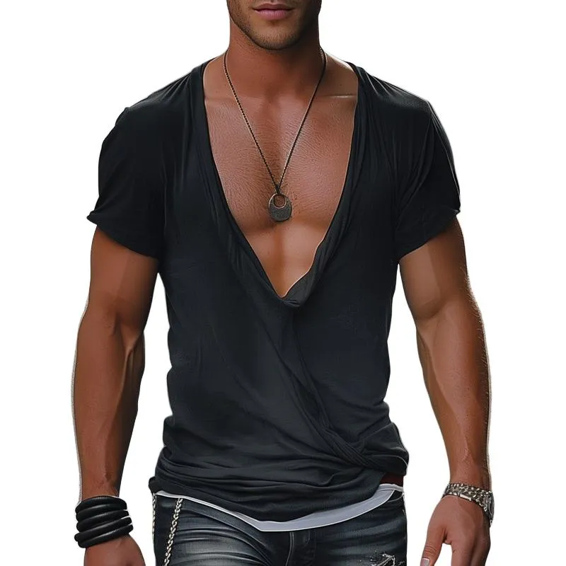 Men's Irregular Collar Short Sleeve Casual T-shirt 45597658Z sold by Manly
