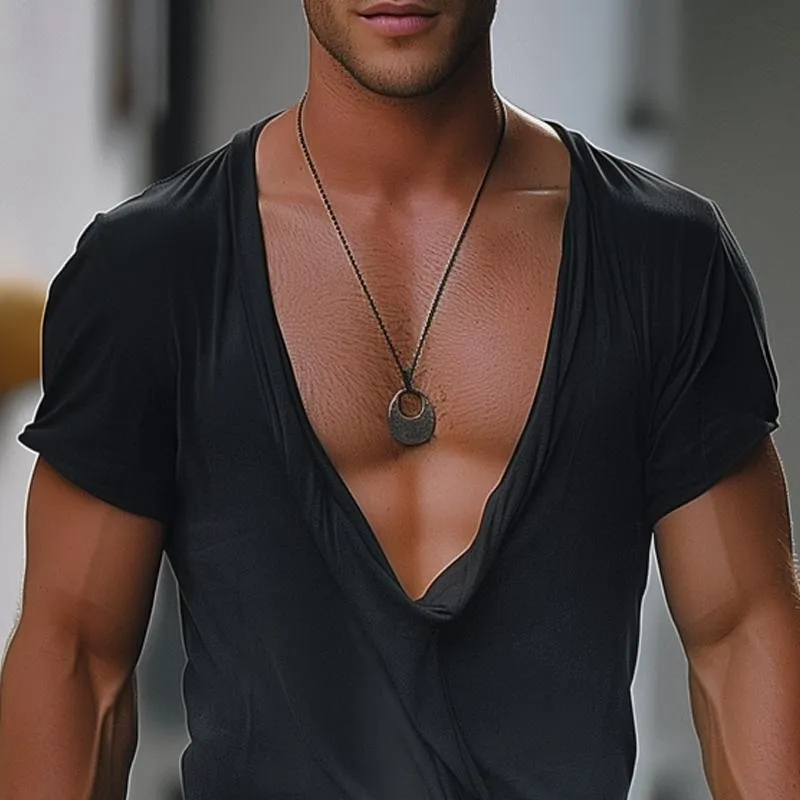 Men's Irregular Collar Short Sleeve Casual T-shirt 45597658Z sold by Manly product image thumbnail 3