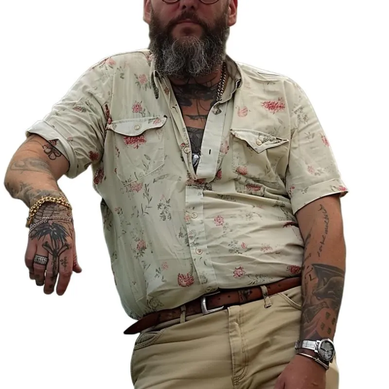 Men's Vintage Printed Short Sleeve Shirt 33393069X sold by Manly