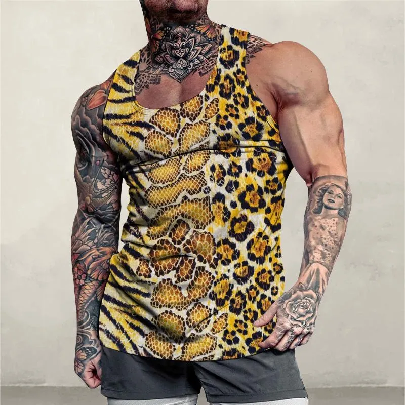 Men's Casual Sexy Leopard Print Round Neck Tank Top 68348540TO sold by Manly product image thumbnail 2