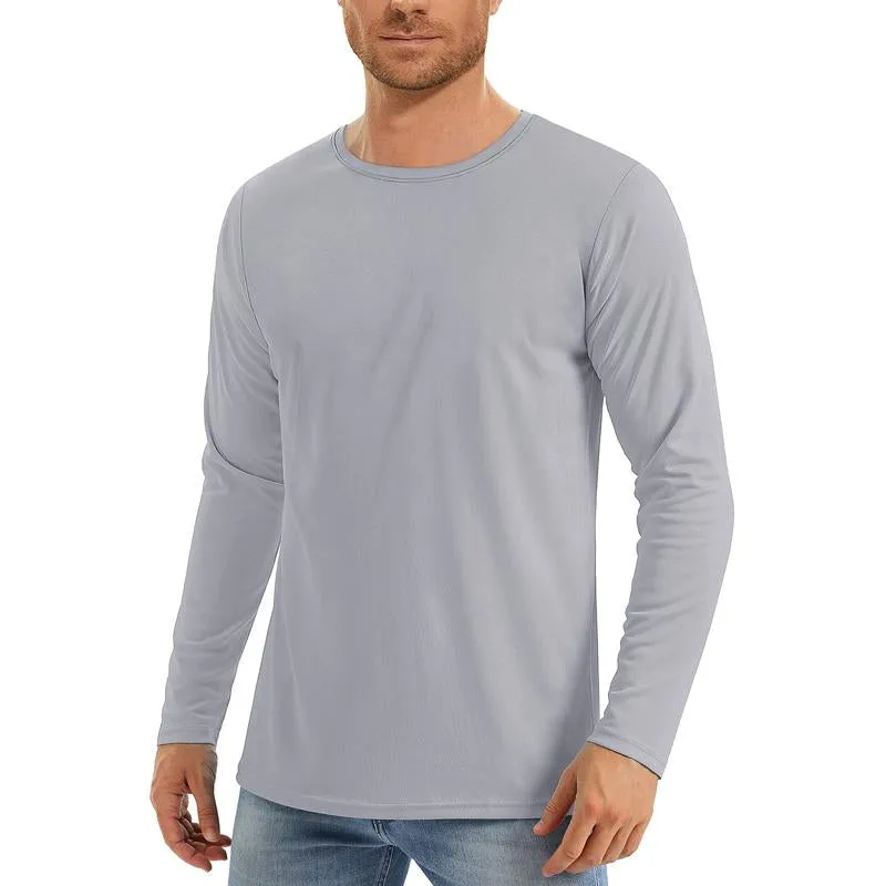 Men's Solid Color Quick-drying Sports Round Neck Long-sleeved T-shirt 49845940X sold by Manly product image thumbnail 3