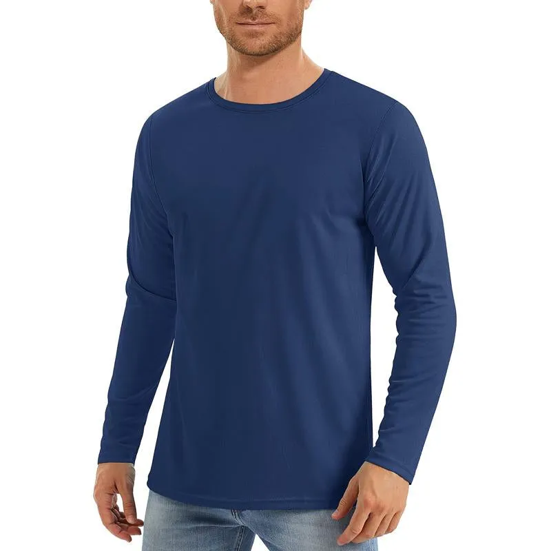 Men's Solid Color Quick-drying Sports Round Neck Long-sleeved T-shirt 49845940X sold by Manly product image thumbnail 4