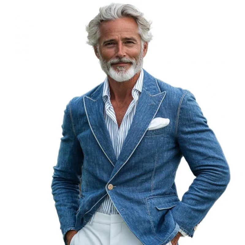 Men's Vintage Denim Two Button Blazer 87422937Y sold by Manly