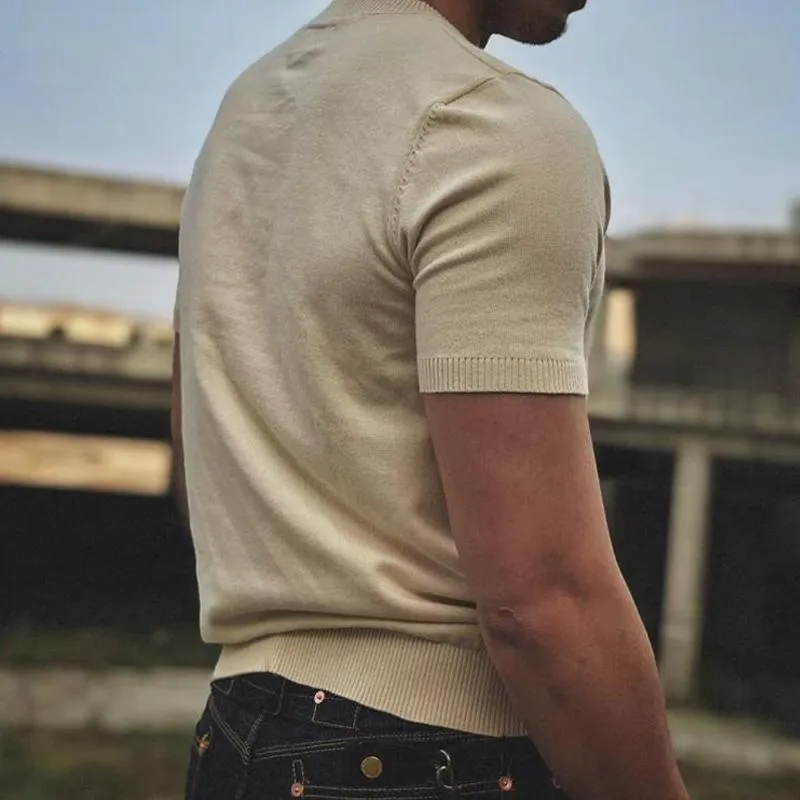 Men's Solid Knitted Round Neck Breast Pocket Short Sleeve T-shirt 32296706Z sold by Manly product image thumbnail 4