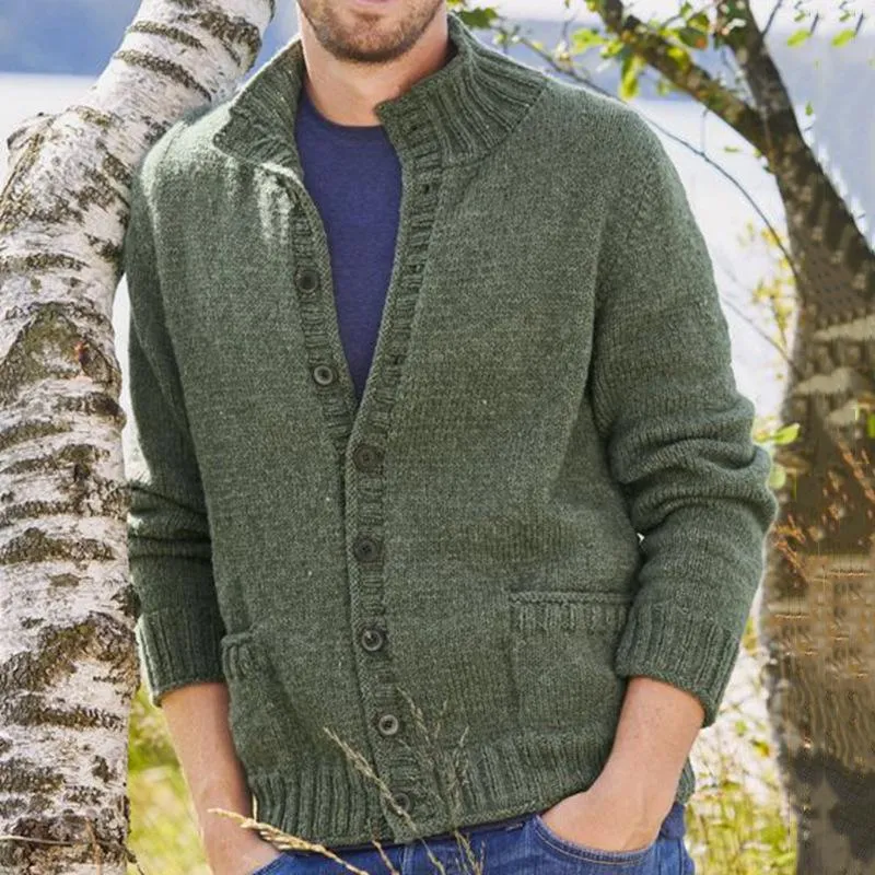 Men's Casual Stand Collar Single Breasted Knit Jacket 53949704M sold by Manly product image thumbnail 2