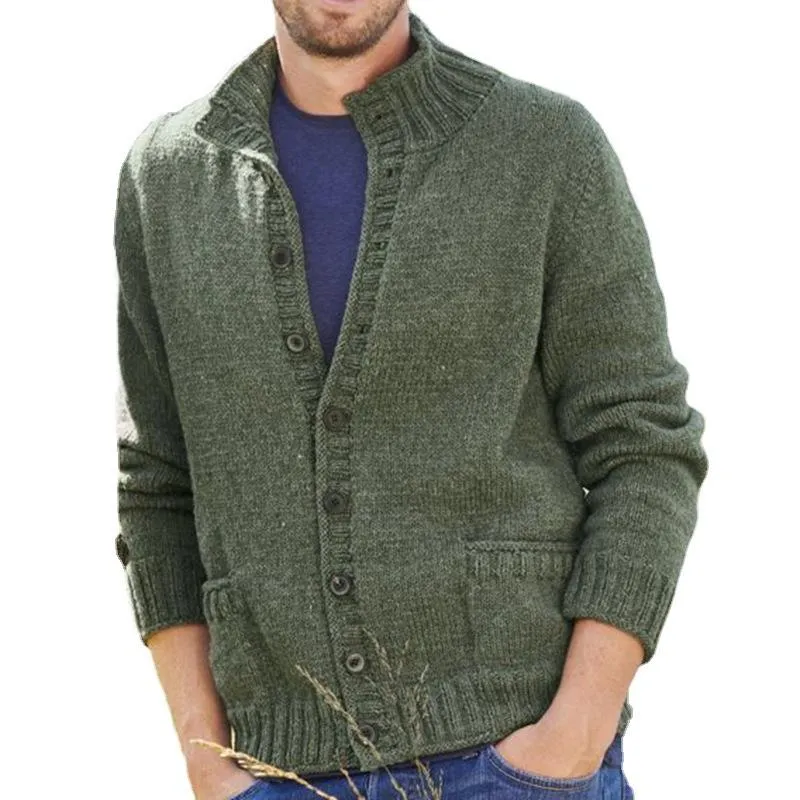 Men's Casual Stand Collar Single Breasted Knit Jacket 53949704M sold by Manly