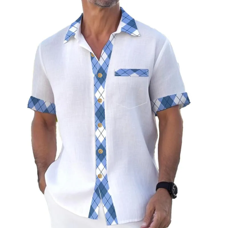 Men's Hawaiian Print Lapel Short Sleeve Shirt 26310095X sold by Manly