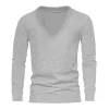 Men's Casual Solid Color Deep V-Neck Long-Sleeved T-Shirt 72728362M sold by Manly